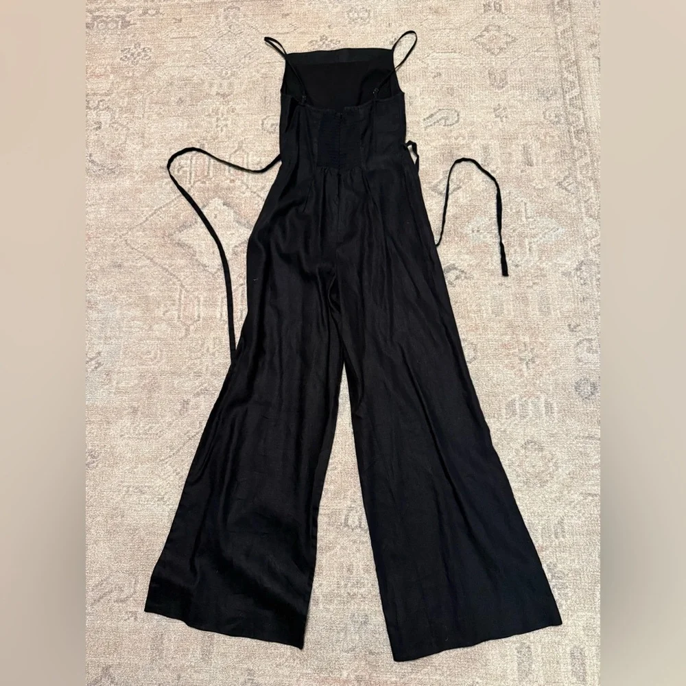 Reformation Black Wide-Leg Slip Jumpsuit with Spaghetti Straps